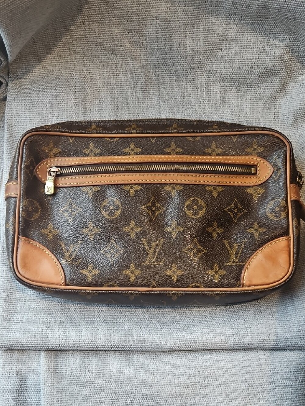 Louis Vuitton Monogram Canvas Toiletry Pouch in Brown and Tan